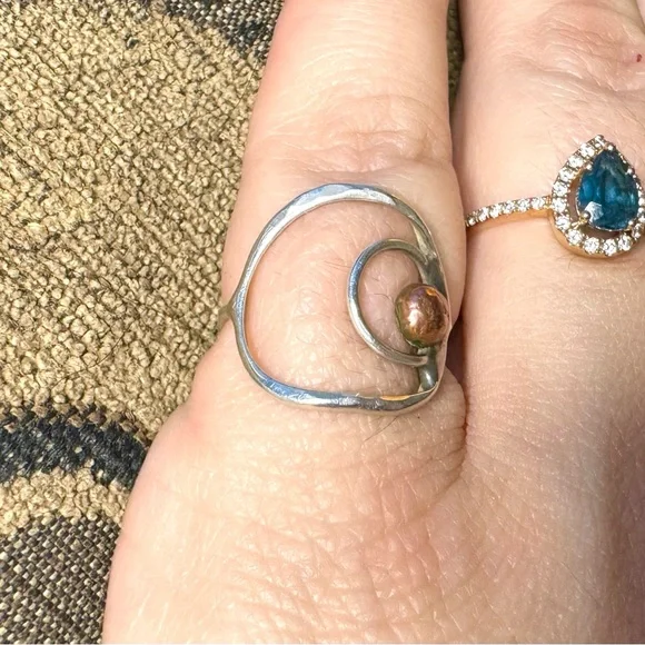 Handcrafted silver and cop ring. - Picture 5 of 9